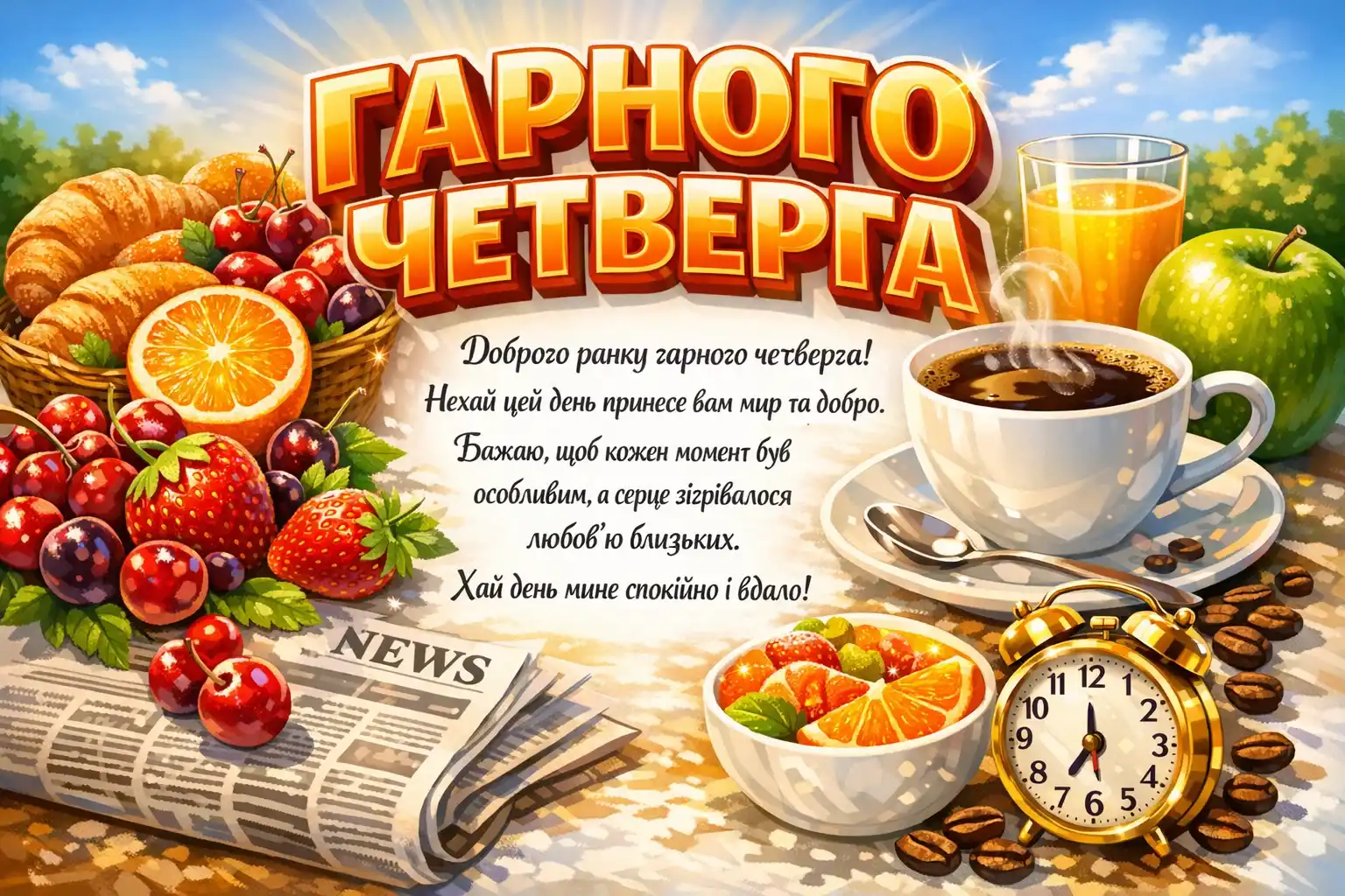 Доброго ранку гарного четверга: душевні картинки та найкращі привітання для гарного настрою