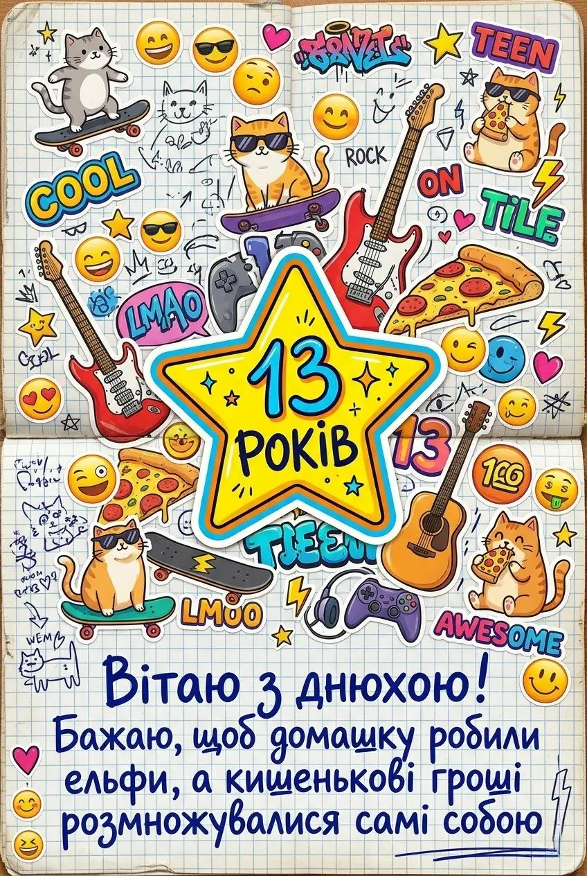 Картинки з днем народження 13 років: найкращі привітання для підлітків