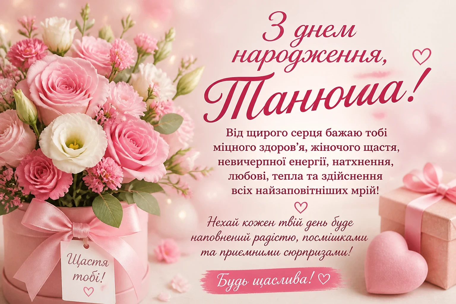 Привітання з днем народження Танюші