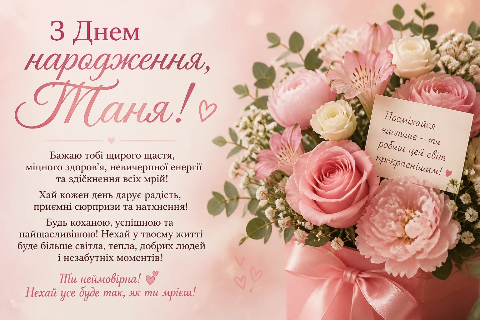 Привітання з днем народження для Тані