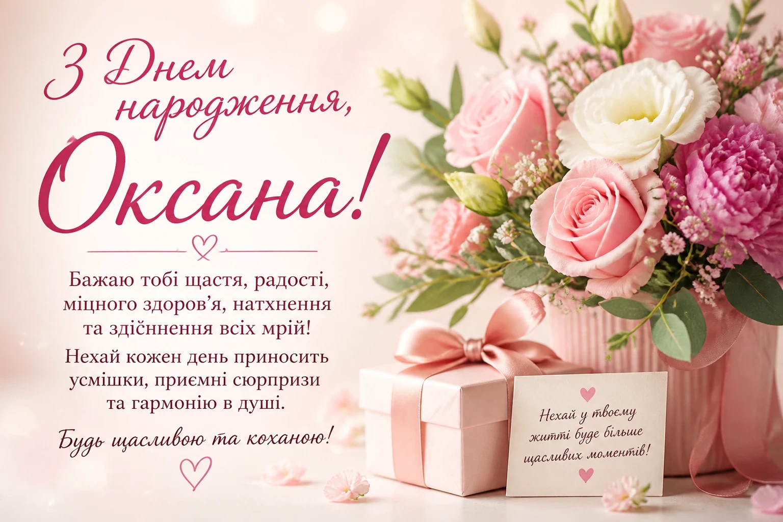 Привітання з днем народження для Оксани
