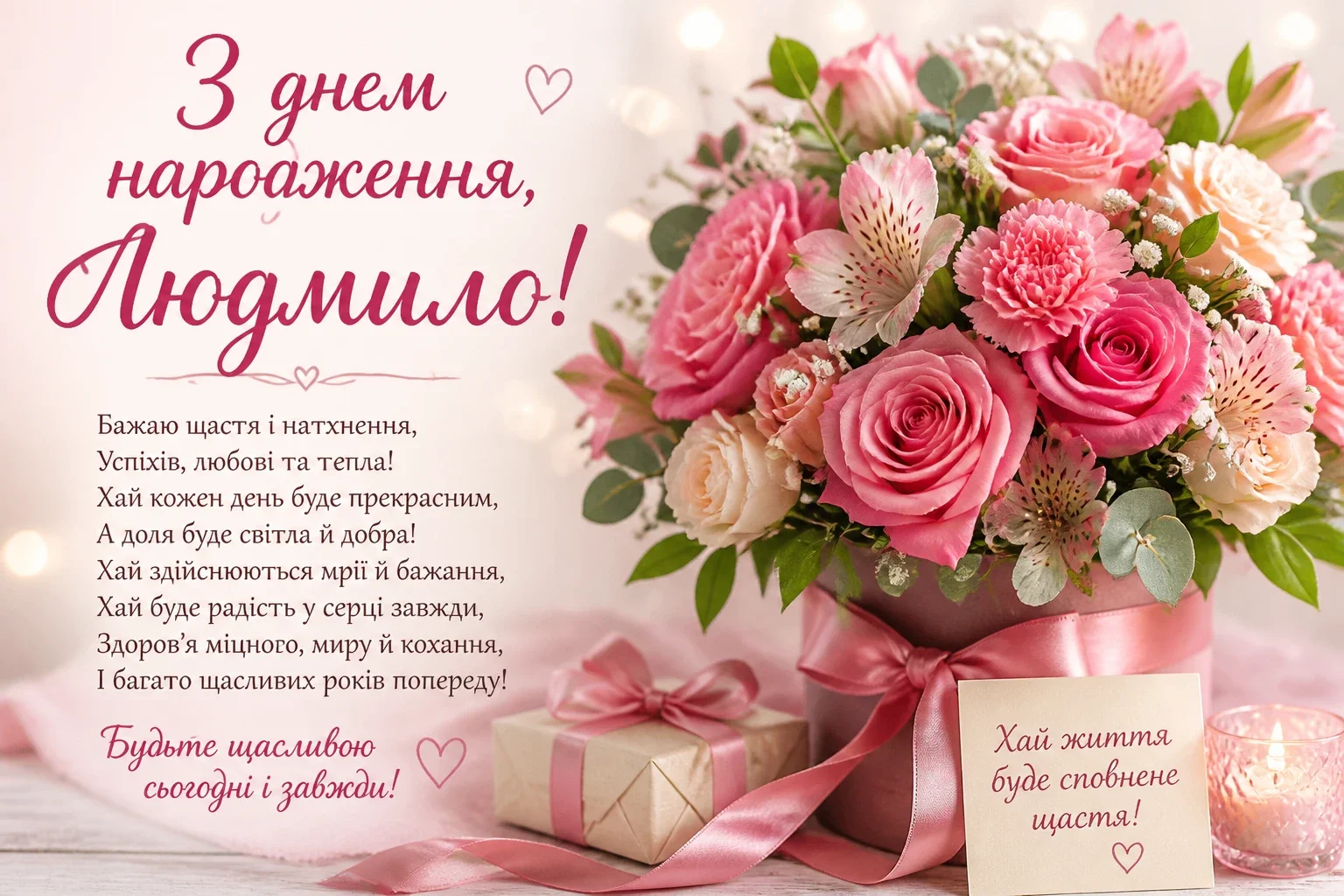 Привітання з днем народження для Людмили