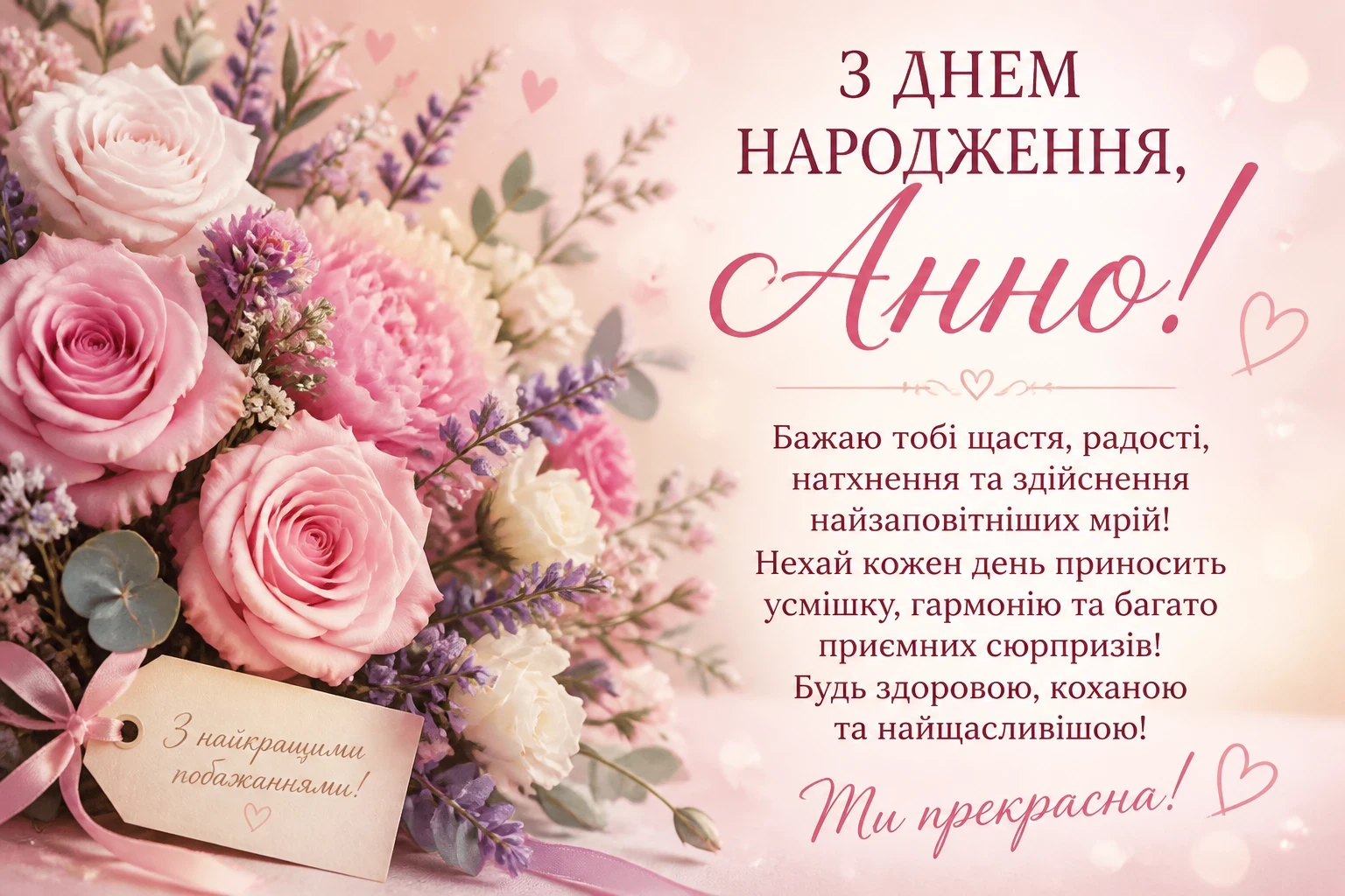Привітання з днем народження для Анни