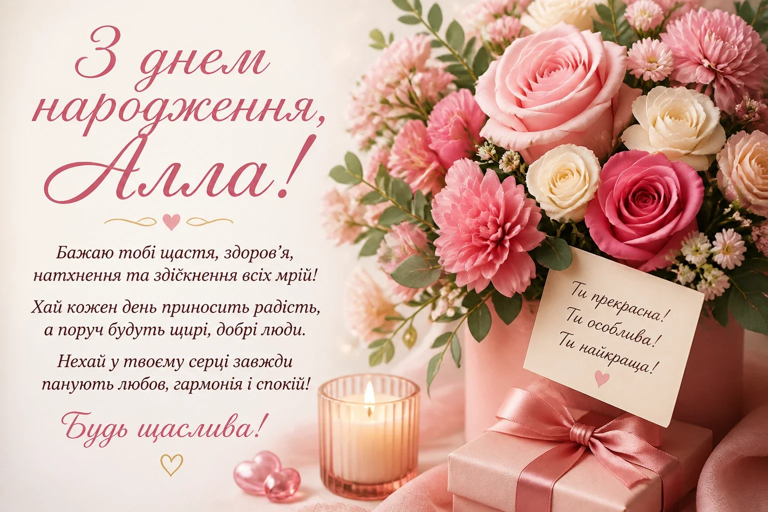 Привітання з днем народження для Алли