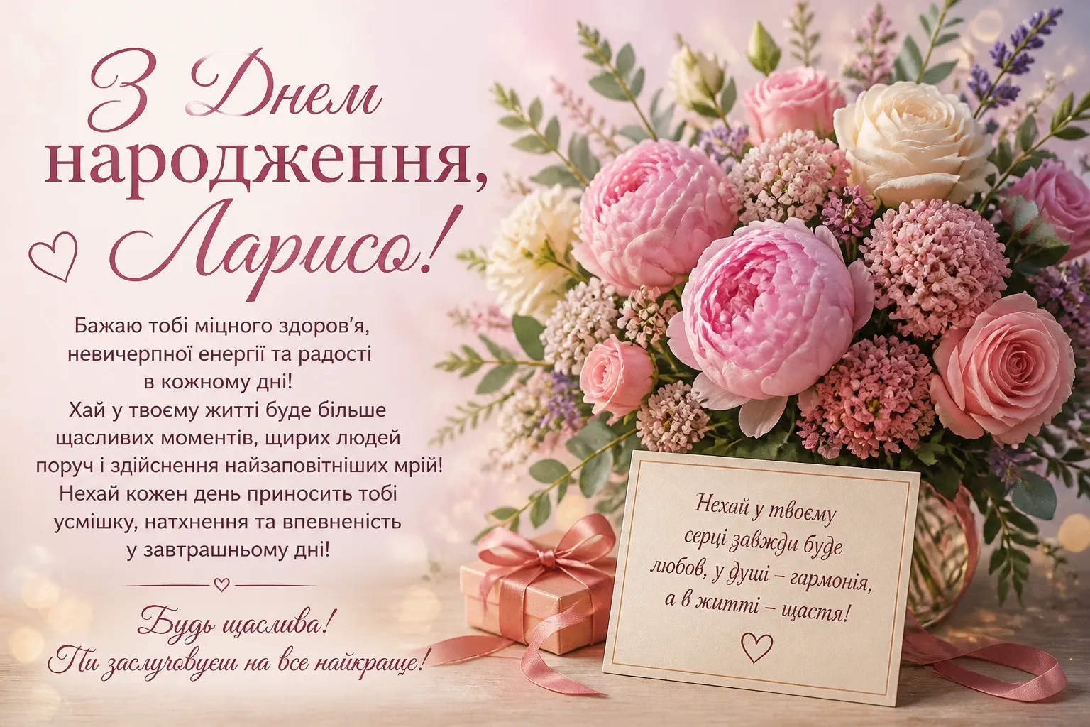 Привітання з днем народження для Лариси