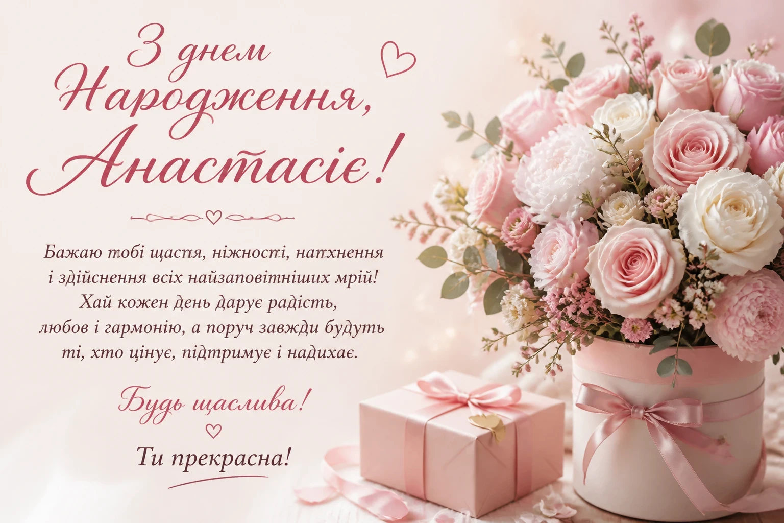 Привітання з днем народження для Анастасії