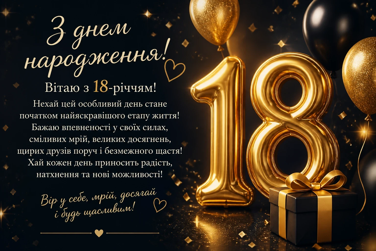Привітання з днем народження 18 років