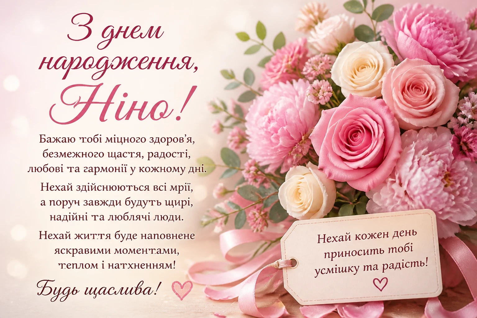 Привітання з днем народження для Ніни