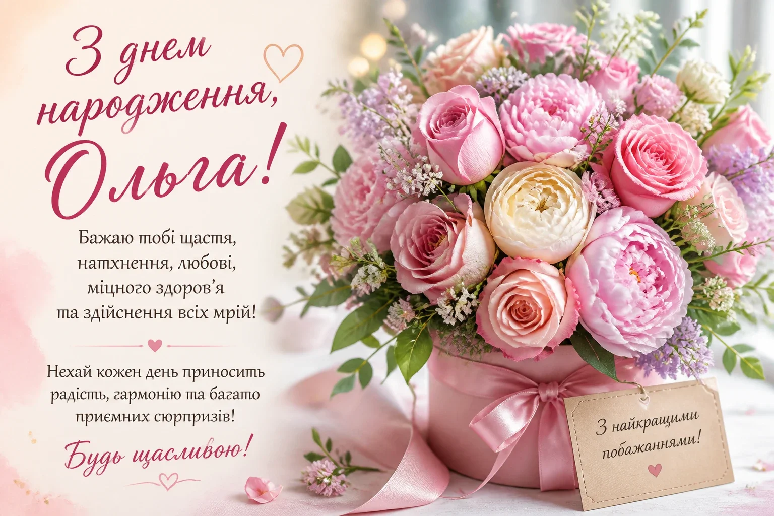 Привітання з днем народження для Ольги